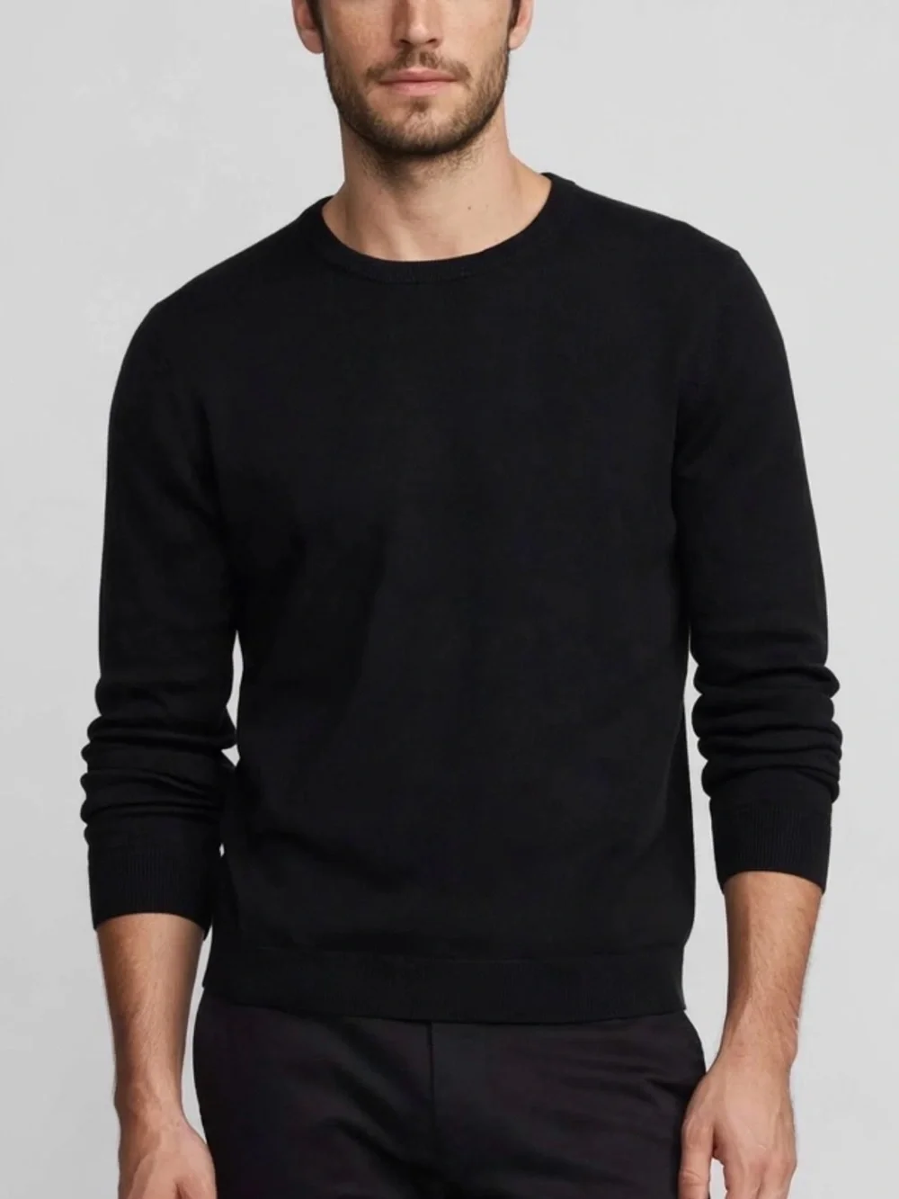 J.Crew Mens XL Black Crewneck Sweater 100% Cotton